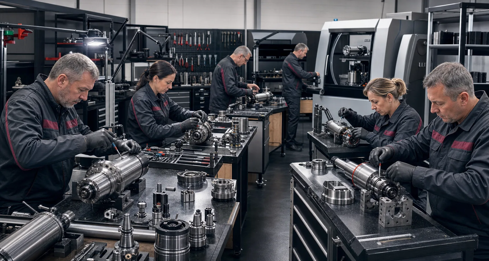 Stanowiska regeneracji elektrowrzecion i serwisu wrzecion CNC w SpinX Engineering